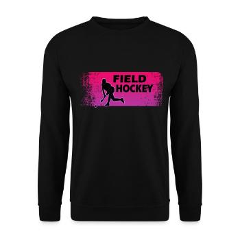 Hockey Feldhockey "Hockey-Girl" Hockeyspielerin - Unisex Pullover - Schwarz - Vorne - Alina (178cm) & Michal (187cm)