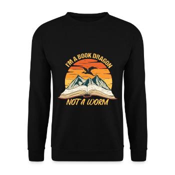 Bücherwurm Lustiger Spruch für einen Fantasy - Unisex Pullover - Schwarz - Vorne - Alina (178cm) & Michal (187cm)