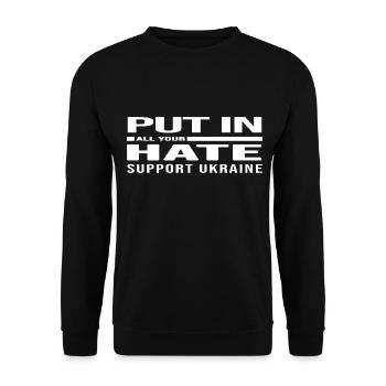 free ukraine frieden antiwar no putin - Unisex Pullover - Schwarz - Vorne - Alina (178cm) & Michal (187cm)