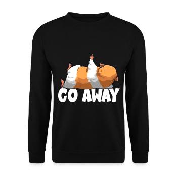 Go Away Meerschweinchen - Unisex Pullover - Schwarz - Vorne - Alina (178cm) & Michal (187cm)