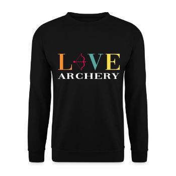 Archery archer bow and arrow target - Unisex Sweatshirt - black - Front - Alina (178cm) & Michal (187cm)
