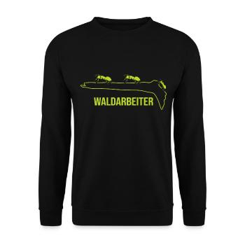 Waldarbeiter Ameise im Wald Forst Kiefer Fichte - Unisex Pullover - Schwarz - Vorne - Alina (178cm) & Michal (187cm)