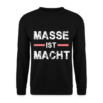 Masse ist Macht für kräftige Leute - Unisex Pullover - Schwarz - Vorne - Alina (178cm) & Michal (187cm)