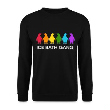 Eisbader Winterschwimmer Pinguin Eisloch Eisbad - Unisex Pullover - Schwarz - Vorne - Alina (178cm) & Michal (187cm)