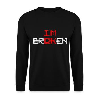 broken but ok "broken" - Unisex Sweatshirt - black - Front - Alina (178cm) & Michal (187cm)