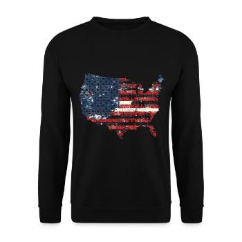 Patriotisches Puzzle Flagge Amerikanischer Stolz - Unisex Pullover - Schwarz - Vorne - Alina (178cm) & Michal (187cm)