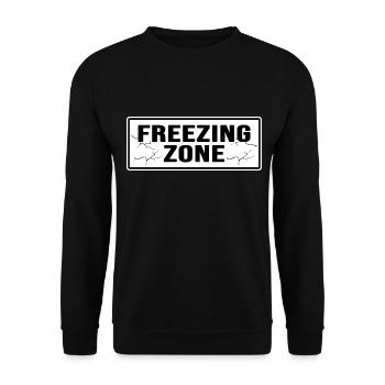 Eisbader "freezing zone" Gefrierpunkt Winterbader - Unisex Pullover - Schwarz - Vorne - Alina (178cm) & Michal (187cm)