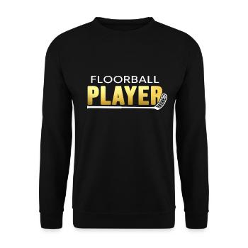 Floorball Unihockey FLOORBALLplayer Floorballspiel - Unisex Pullover - Schwarz - Vorne - Alina (178cm) & Michal (187cm)