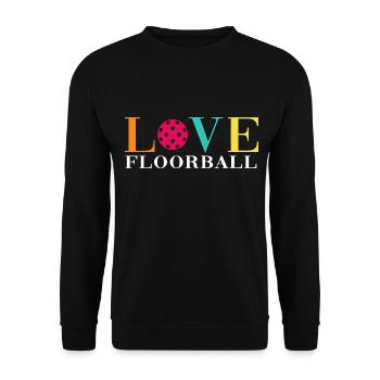 Floorball Unihockey FLOORBALL-LOVE Floorballer - Unisex Pullover - Schwarz - Vorne - Alina (178cm) & Michal (187cm)