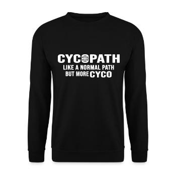 Fahrrad Rennrad Fahrradkette "cycopath" Radfahrer - Unisex Pullover - Schwarz - Vorne - Alina (178cm) & Michal (187cm)