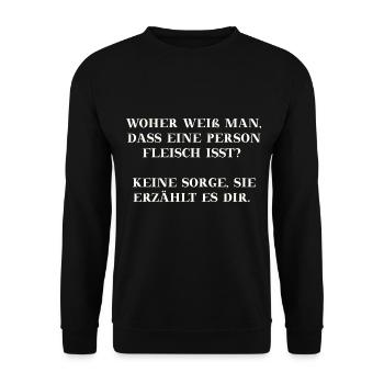 Vegan lustig Geschenkidee - Unisex Pullover - Schwarz - Vorne - Alina (178cm) & Michal (187cm)