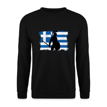 Proud Sparta Griechenland Geschenkidee Geschenk - Unisex Pullover - Schwarz - Vorne - Alina (178cm) & Michal (187cm)