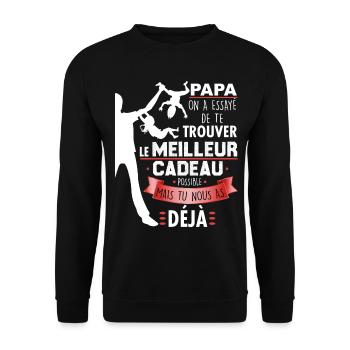 idée cadeau pour papa, humour enfants et père - Sweat-shirt Unisexe - noir - Devant - Alina (178cm) & Michal (187cm)