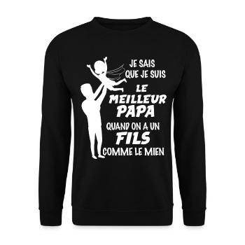 Papa, idée cadeau papa et fils complices - Sweat-shirt Unisexe - noir - Devant - Alina (178cm) & Michal (187cm)