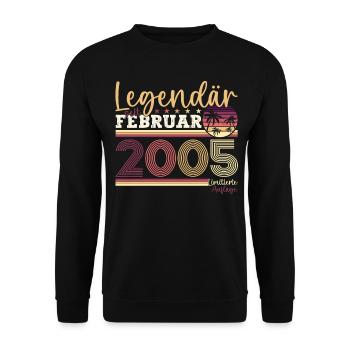Jahrgang 2005 Februar 18. Geburtstag Geschenk Mann - Unisex Pullover - Schwarz - Vorne - Alina (178cm) & Michal (187cm)