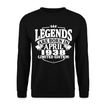 85 Jahre alt - 85. Geburtstag - April 1938 - Unisex Pullover - Schwarz - Vorne - Alina (178cm) & Michal (187cm)