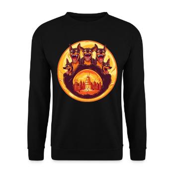Chien, loup, loup-garou, cerbère, mythe de - Sweat-shirt Unisexe - noir - Devant - Alina (178cm) & Michal (187cm)