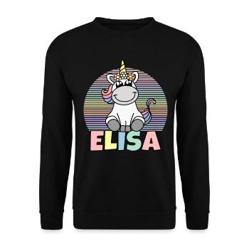 Elisa Unicorn Name - Unisex Sweatshirt - black - Front - Alina (178cm) & Michal (187cm)