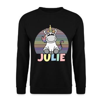 Julie Nom de la licorne - Sweat-shirt Unisexe - noir - Devant - Alina (178cm) & Michal (187cm)