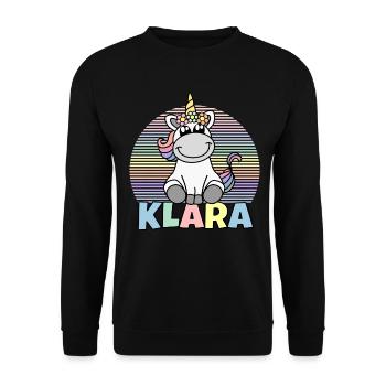 Nom de la licorne Klara - Sweat-shirt Unisexe - noir - Devant - Alina (178cm) & Michal (187cm)