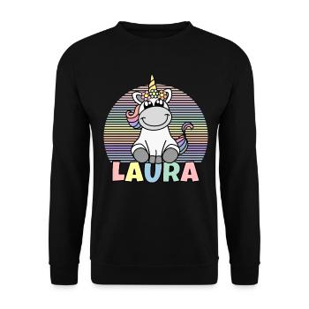 Laura Einhorn Name - Unisex Pullover - Schwarz - Vorne - Alina (178cm) & Michal (187cm)