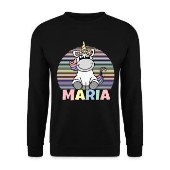 Nom de la licorne Maria - Sweat-shirt Unisexe - noir - Devant - Alina (178cm) & Michal (187cm)
