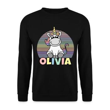 Olivia Unicorn Name - Unisex Sweatshirt - black - Front - Alina (178cm) & Michal (187cm)