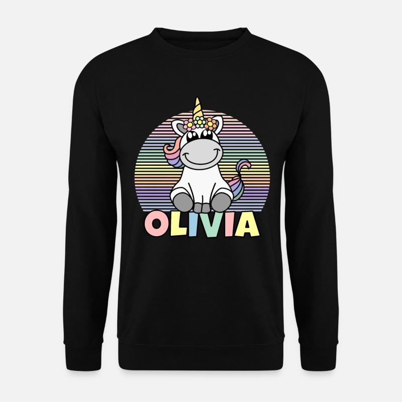 Olivia Einhorn Name - Unisex Pullover - Schwarz