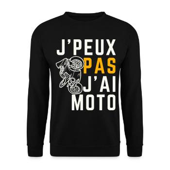 J peux pas j ai Moto - Sweat-shirt Unisexe - noir - Devant - Alina (178cm) & Michal (187cm)
