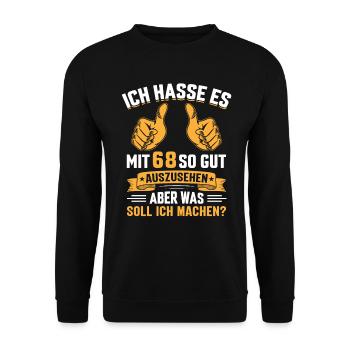68. Geburtstag Mann Frau 68 Jahre - Unisex Pullover - Schwarz - Vorne - Alina (178cm) & Michal (187cm)