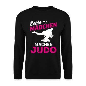 echte mädchen machen judo - Unisex Pullover - Schwarz - Vorne - Alina (178cm) & Michal (187cm)
