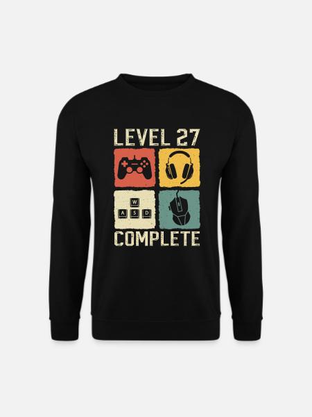 27. Geburtstag Level 27 Complete Gamer 27 Jahre - Unisex Pullover - Schwarz