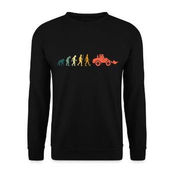 Radlader Evolution Retro Bagger Baustelle - Unisex Pullover - Schwarz - Vorne - Alina (178cm) & Michal (187cm)