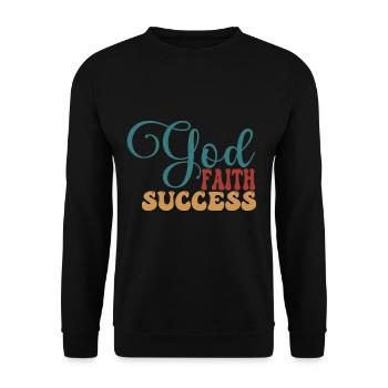 God Faith Success - Unisex Pullover - Schwarz - Vorne - Alina (178cm) & Michal (187cm)