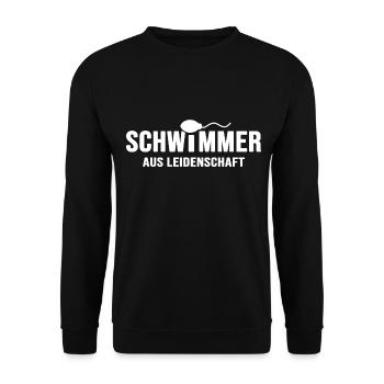 Schwimmer Schwimmtalent schwimmt aus Leidenschaft - Unisex Pullover - Schwarz - Vorne - Alina (178cm) & Michal (187cm)