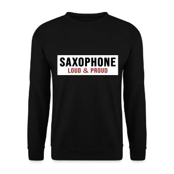 Saxophone Saxophoniste « fort et fier » - Sweat-shirt Unisexe - noir - Devant - Alina (178cm) & Michal (187cm)
