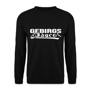 Alpinist Gebirgsjäger alpin Bergwandern Alm Hütte - Unisex Pullover - Schwarz - Vorne - Alina (178cm) & Michal (187cm)