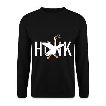 Lustige Gans HONK - Unisex Pullover - Schwarz - Vorne - Alina (178cm) & Michal (187cm)