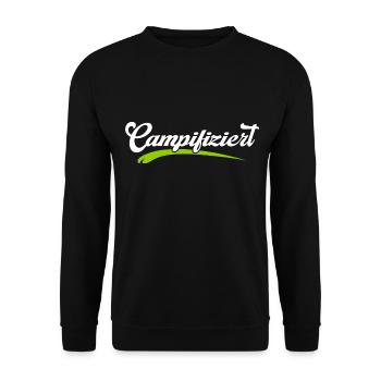 camper outdoor camping campifiziert am lagerfeuer - Unisex Pullover - Schwarz - Vorne - Alina (178cm) & Michal (187cm)