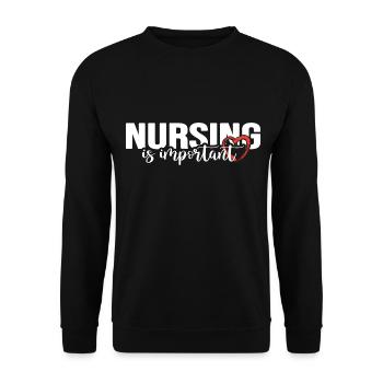 Krankenschwester Intensiv-Pflege Nurse Pflegepool - Unisex Pullover - Schwarz - Vorne - Alina (178cm) & Michal (187cm)