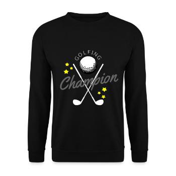 Golfing Champion-Golfer Golfball - Unisex Pullover - Schwarz - Vorne - Alina (178cm) & Michal (187cm)