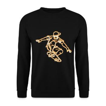 Skateboard Geschenk - Unisex Pullover - Schwarz - Vorne - Alina (178cm) & Michal (187cm)