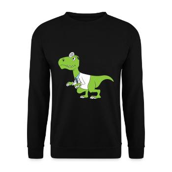 Zahnarzthelfer Dinosaurier Doktor Gift - Unisex Pullover - Schwarz - Vorne - Alina (178cm) & Michal (187cm)