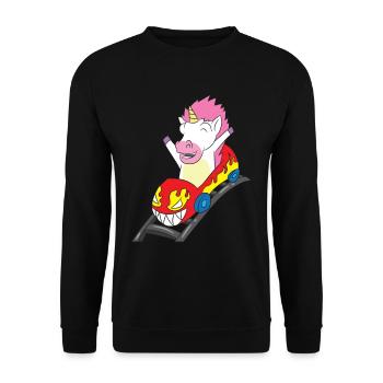 Montagnes russes Équitation Licorne Cadeau - Sweat-shirt Unisexe - noir - Devant - Alina (178cm) & Michal (187cm)
