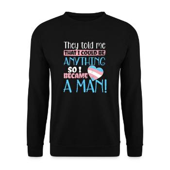 Transgender Heart I Could Be Anything Gift - Unisex Sweatshirt - black - Front - Alina (178cm) & Michal (187cm)