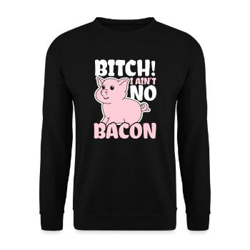 Ich bin veganes Schwein, das ich kein Speck-Geschenk bin - Unisex Pullover - Schwarz - Vorne - Alina (178cm) & Michal (187cm)