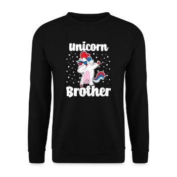Bro Einhorn, das Bruder-Geschenk abtupft - Unisex Pullover - Schwarz - Vorne - Alina (178cm) & Michal (187cm)