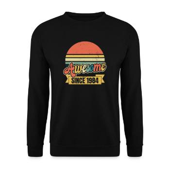 1984 Vintage Retro Awesome seit Geschenk - Unisex Pullover - Schwarz - Vorne - Alina (178cm) & Michal (187cm)