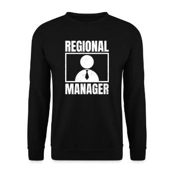 Regional Manager lustiges Sillhouette Geschenk - Unisex Pullover - Schwarz - Vorne - Alina (178cm) & Michal (187cm)