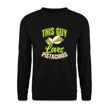 Pistazie Dieser Kerl liebt Geschenk - Unisex Pullover - Schwarz - Vorne - Alina (178cm) & Michal (187cm)